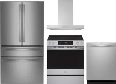4 Piece Package Includes Refrigerator, Range, Hood And Dishwasher